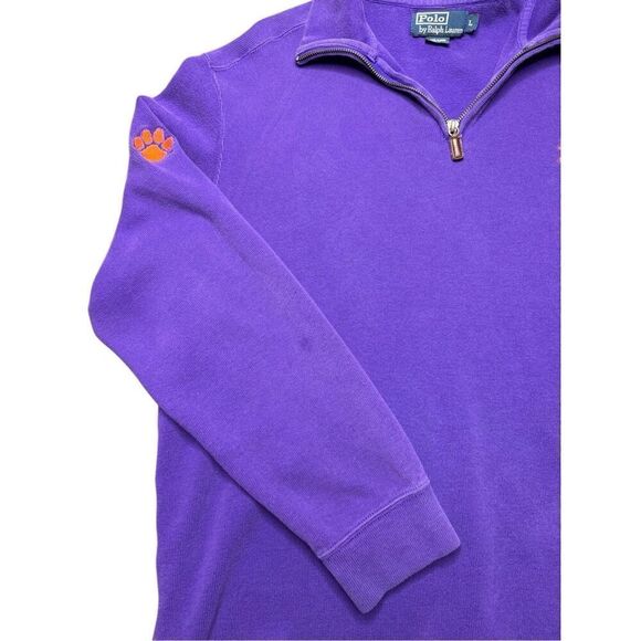 Vintage Polo Ralph Lauren Clemson Tigers 1/4 Zip Pullover Mens L Knit NCAA - Picture 7 of 10